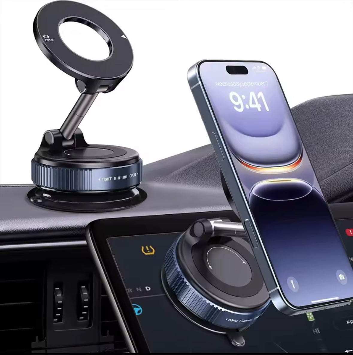 360° Magnetic Car Phone Holder — N52 MagSafe Compatible